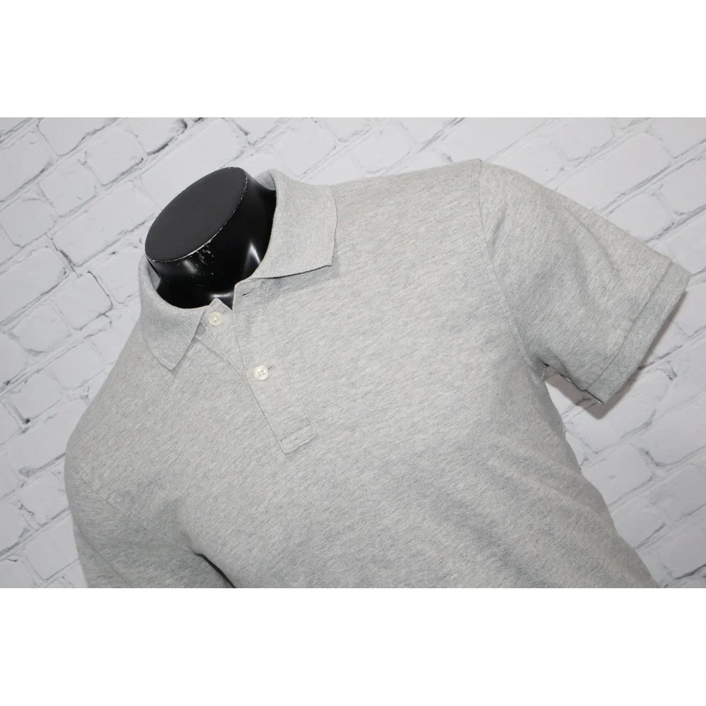 J.Crew Flex Pique Golf Polo Mens Large Gray Short Sleeve Untucked Stretch Shirt